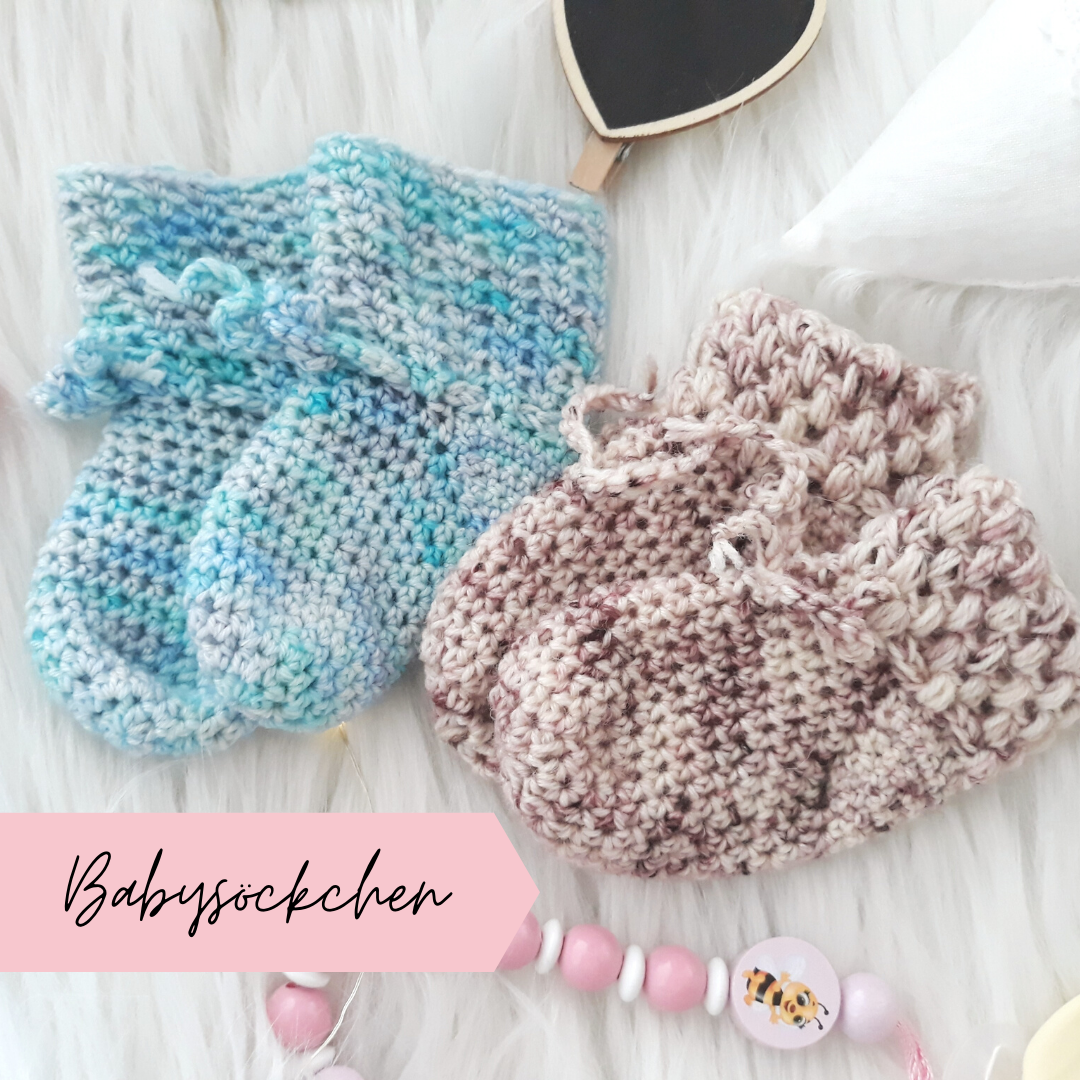 Blog-Inhaltsbild für 'Babysöckchen, kostenlose Häkelanleitung'